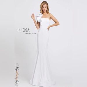 Mac Duggal 67156 One Shoulder Ruffled Mermaid Dress White